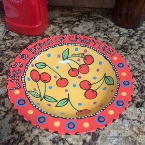 Chris Bubany Handpainted Life’s a Bowl of Cherries  Bowl